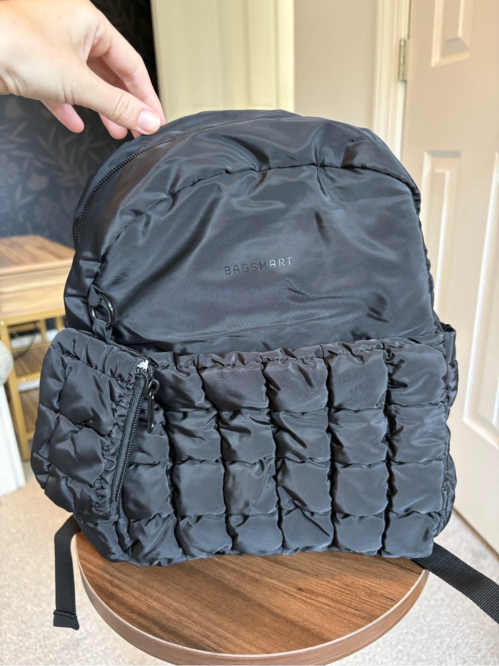 Women's Black Quilted Nylon Mini Backpack Water Resistant NWT